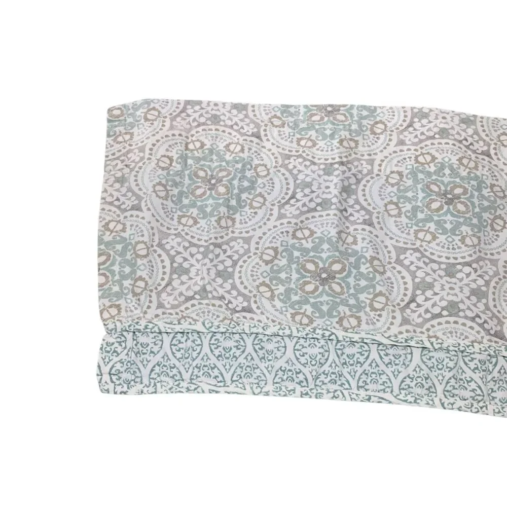 Waverly Set of 2 Blue Grey Paisley Coastal Vibes Cotton Valances 50x18